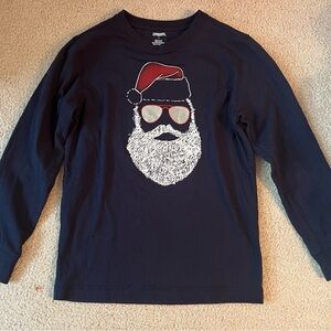 Gymboree Blue Long Sleeve Tee with Santa Graphic